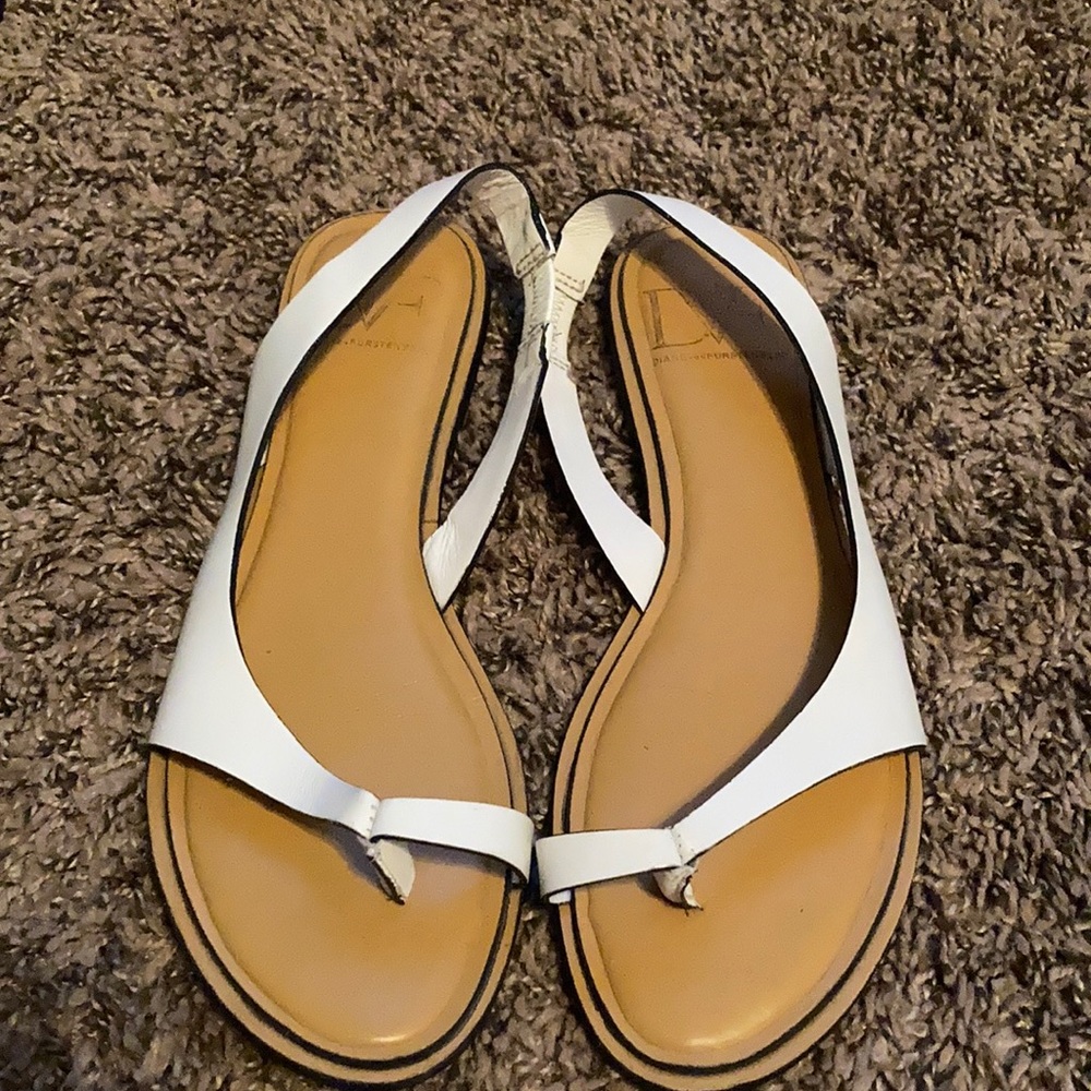 DVF white sling back sandals (7.5)